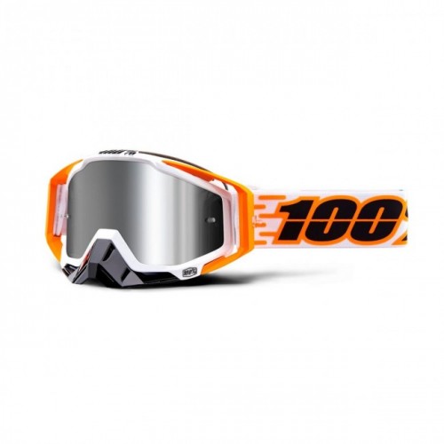 OCULOS 100% RACECRAFT PLUS ILUMINA - BRANCO / LARANJA